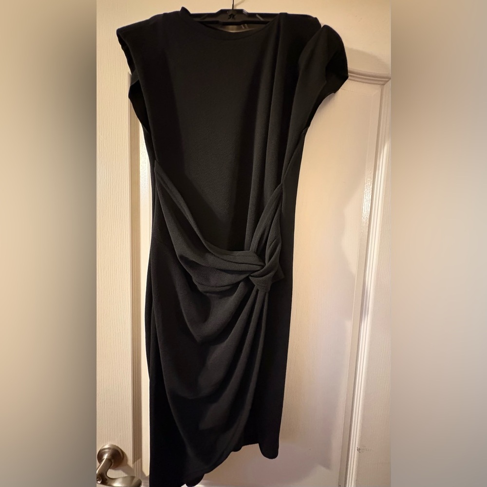 SHEIN Black Asymmetrical Sheath Dress with Cowl Neck